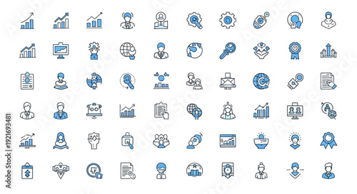 Collection of Business and Finance Icons Representing Growth and Success.