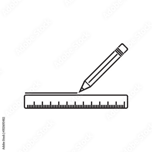 Pencil and ruler vector icon, creativity progect illustration sign. thin line symbol.