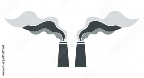 Industrial Factory Smokestacks Emitting Pollution.