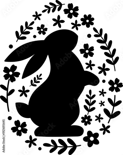 Easter Eggs Made of Rabbit and Flower Silhouettes.
Bunny and Floral Silhouette Easter Egg Vector Set.
Transparent background. SVG.