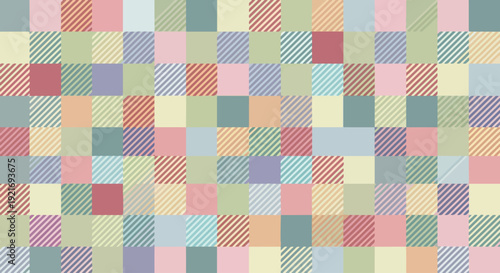 Modern pastel mosaic of squares arranged in clean, repeating geometric harmony