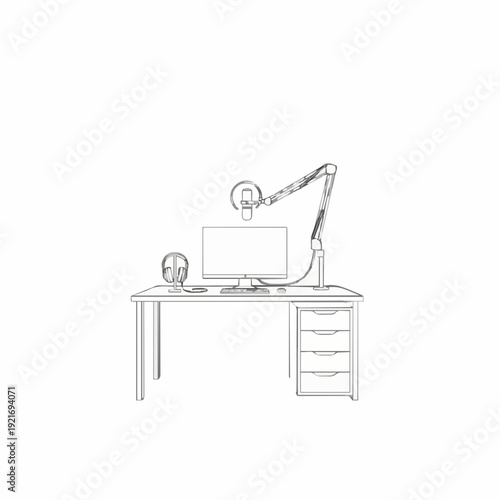 Vector outline of a Podcast Studio setup