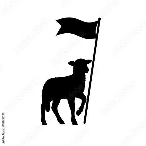 Silhouette of a Lamb with a Flag