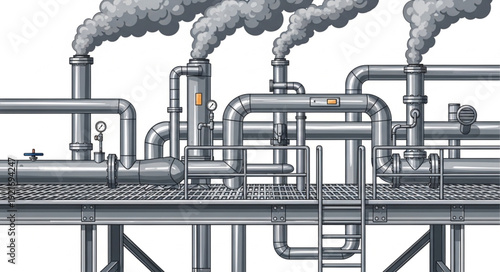 Industrial Factory Pipes and Machinery.