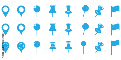 Location map pin icons set, Map marker pointer icon collection vector.