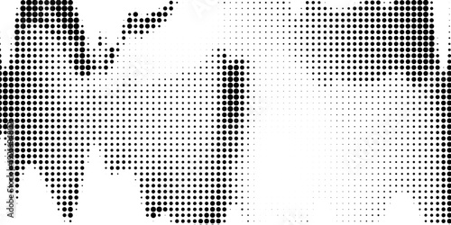Abstract halftone wave dotted background. Futuristic twisted grunge pattern, dot, circles. Vector eps10