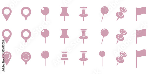 Location map pin icons set, Map marker pointer icon collection vector.