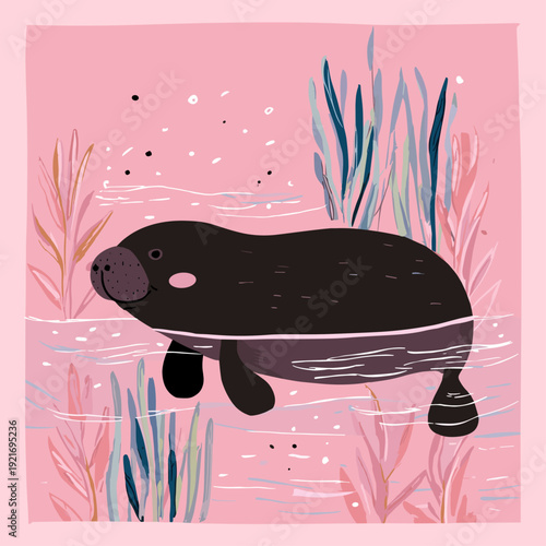 Serene Manatee Gliding in Clear Water