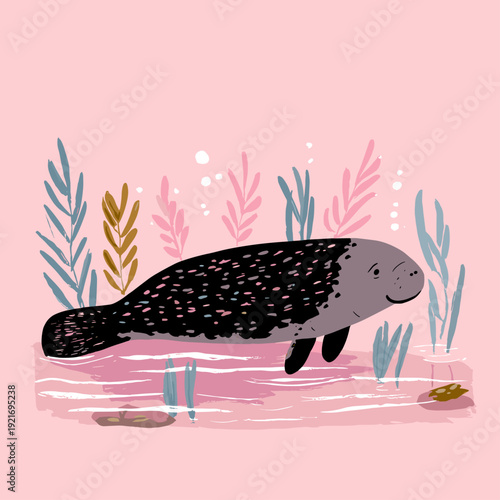 Serene Manatee Gliding in Clear Water