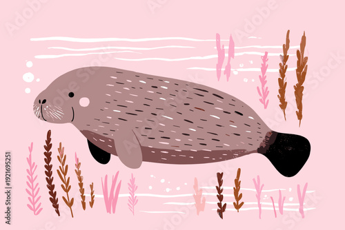 Serene Manatee Gliding in Clear Water