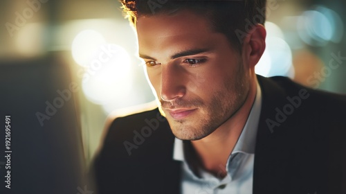 Man focused in office work