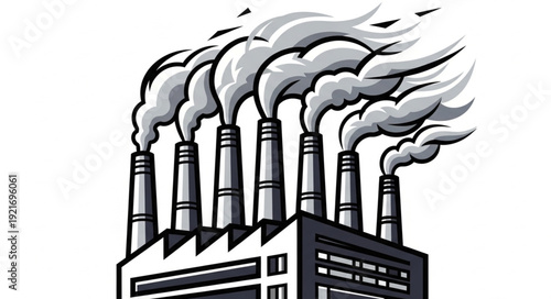 Industrial Factory with Polluting Smokestacks.