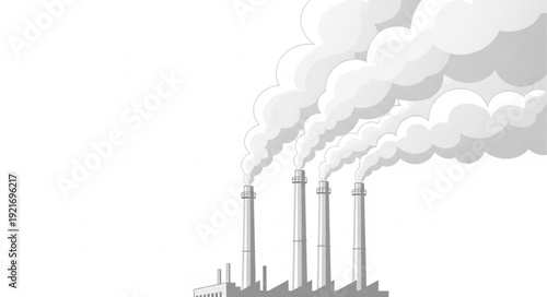 Industrial Factory with Polluting Smokestacks.