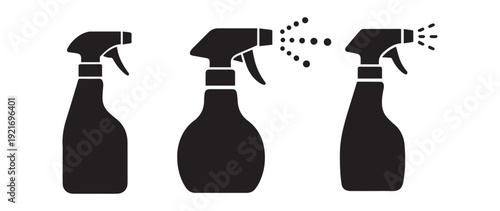 Spray bottle silhouettes for cleaning concept