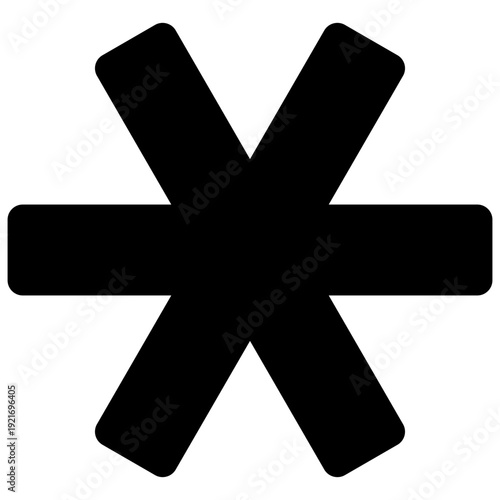 Asterisk. Black-filled vector icon.