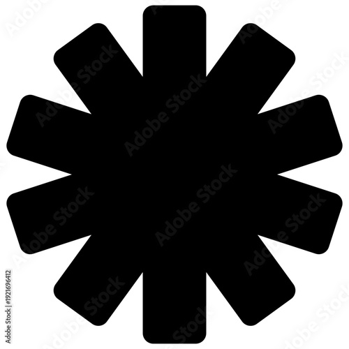Asterisk. Black-filled vector icon.