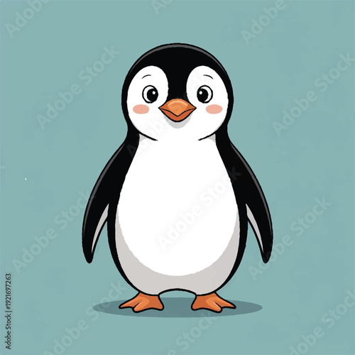 standing penguin cartoon icon isolated on blue background