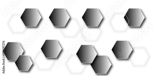 1402Luxury hexagonal abstract black metal background with golden light lines. Dark 3d geometric texture illustration. Black Hexagonal Pattern Metallic background with black and gold 3d