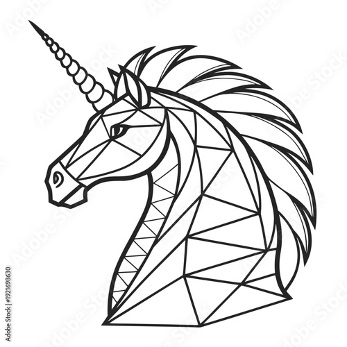 luxury hors unicorn profile vector illustration