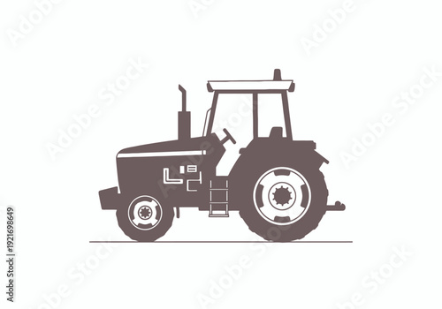 Rural agricultural vehicle silhouette with large rear wheels and a classic design for farm work and transportation