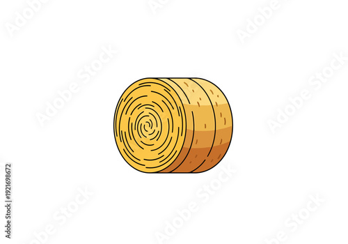 Round Wheat Bale Isolated On White Background Simple Agricultural Element Harvest Season Concept Warm Yellow Hue Freshly Made Rolled Stack Summer