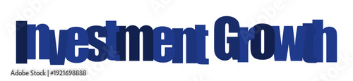 Blue text graphic representing investment growth on a white background