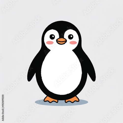smiling penguin cartoon icon in flat minimal style