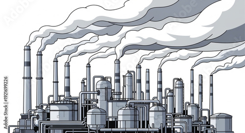 Industrial Factory with Pollution Emissions.