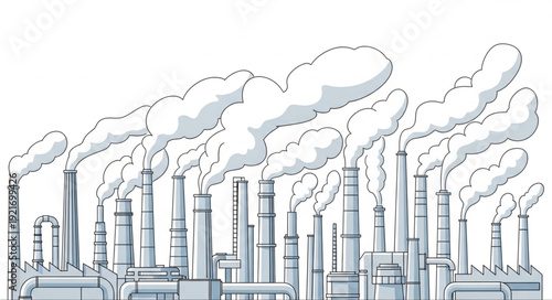 Industrial Factory with Pollution Emitting.