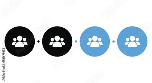 People group and community icons in circular buttons for social media networking teamwork human resources leadership user profile and digital connection web design