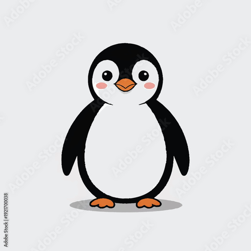 cute baby penguin cartoon character isolated on light background