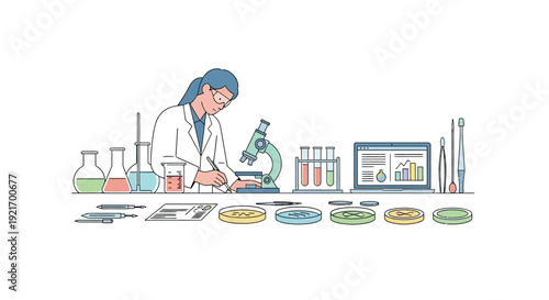 Scientist Examining Samples Under Microscope.