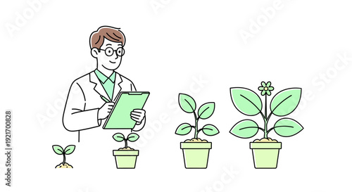 Scientist Observing Plant Growth Stages.