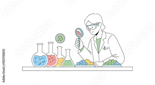 Scientist Examining Microorganisms in Laboratory Setting.