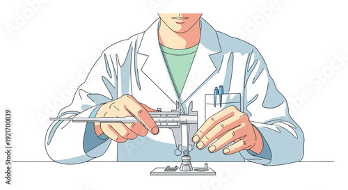 Scientist Conducting Laboratory Experiment with Equipment.