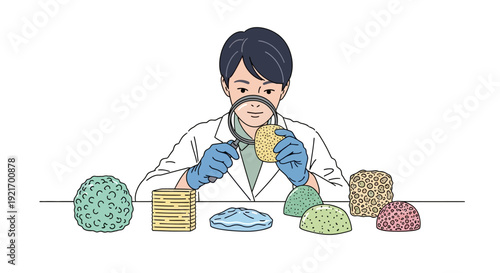 Scientist Examining Microorganism Samples in Laboratory.