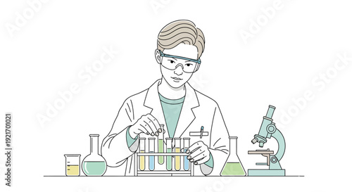 Female Scientist Conducting Laboratory Experiment Research.