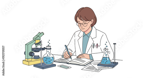 Female Scientist Conducting Laboratory Research Experiment.