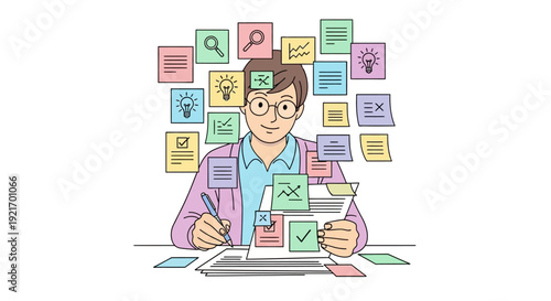 Man working on task list with checkboxes.