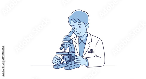 Scientist Using Microscope in Laboratory Setting.