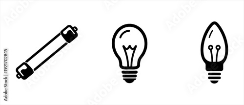 Universal Illumination Solutions Diverse Set of Electrical Light Source Icons