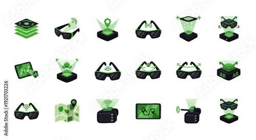 Virtual reality goggles and headset technology.