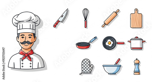 Chef and Kitchen Utensils Collection.