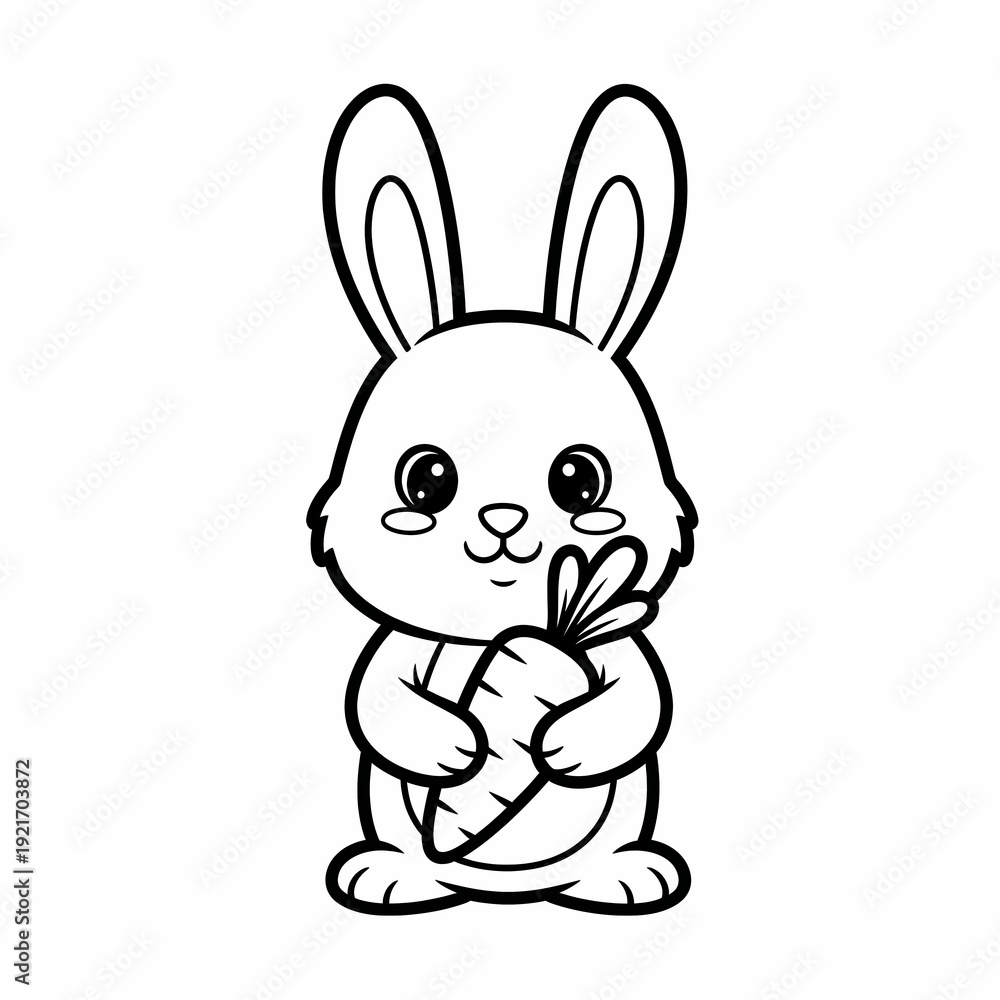 Obraz premium Colorful Cute Cartoon Hare with Baby Bunny at Easter