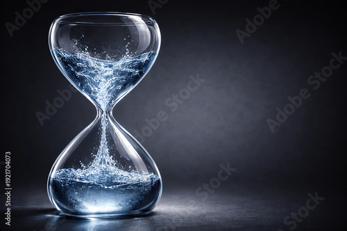 Water Hourglass Concept – Time and Sustainability Flowing Through Glass in Ultra Realistic Detail