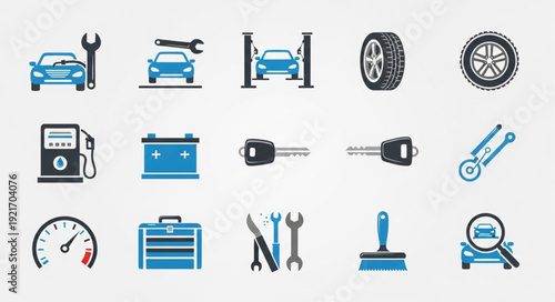 Car Repair and Maintenance Icons Set.