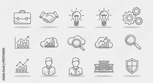 Business Icons Collection Representing Finance and Strategy.