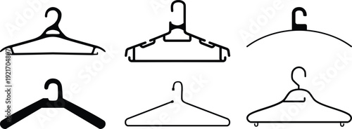  clothing hanger designs in outline and solid forms