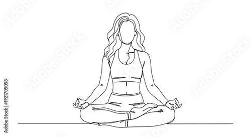 Woman practicing yoga in lotus position with serene expression.