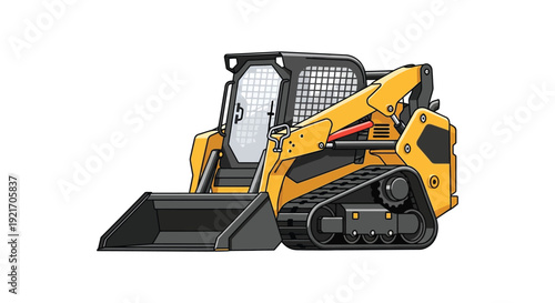 A detailed illustration of a yellow skid steer loader showcasing its robust design and functionality silhouette high quality professional modern elegant stylish